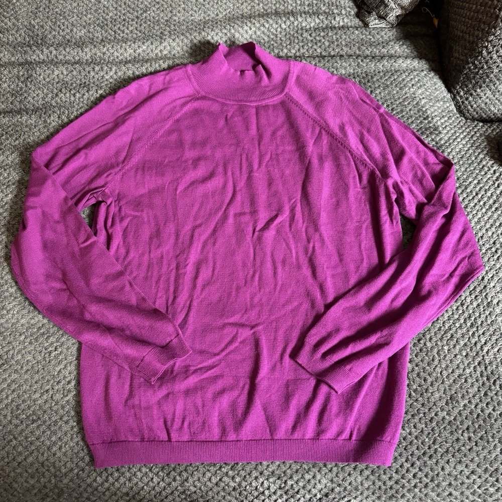 Talbots Sweater Womens Petite Large Purple Soft‎ Knit Pullover Long Sleeves